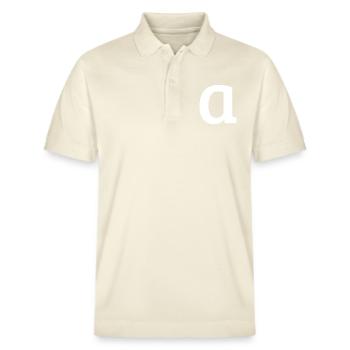 Letter a "a" white - Stanley/Stella Unisex Organic Polo Shirt PREPSTER - soft Ecru - Front - Roxy (174cm) & Andy (188cm)