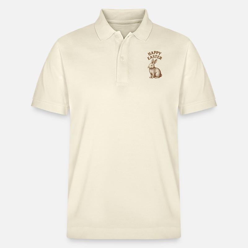 Osterhase mit Happy Easter, Osterhase - Stanley/Stella Unisex Bio-Poloshirt PREPSTER - Natur