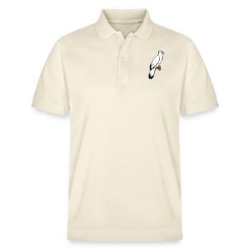 oiseau assis mignon cage branche animal de compagnie cher perroquet - Polo PREPSTER bio Stanley/Stella Unisexe - écru doux - Devant - Roxy (174cm) & Andy (188cm)