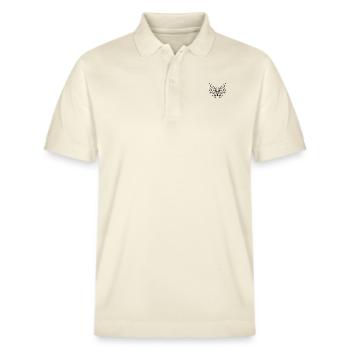 Black Butterfly silhouette icon isolated. - Stanley/Stella Unisex Organic Polo Shirt PREPSTER - soft Ecru - Front - Roxy (174cm) & Andy (188cm)