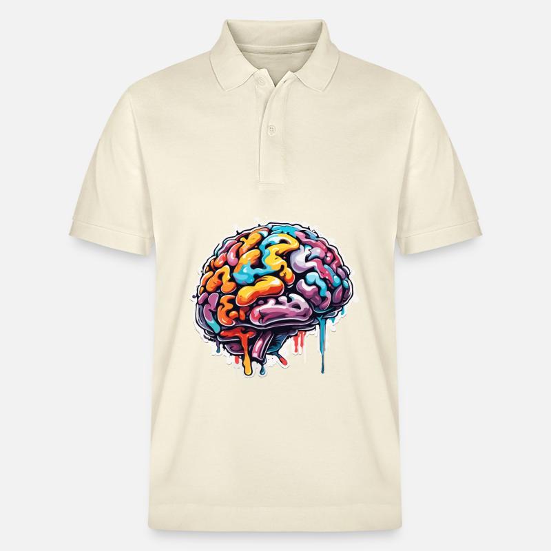 Brain / Knowledge / Intelligence / Smart / Thinking - Stanley/Stella Unisex Organic Polo Shirt PREPSTER - soft Ecru