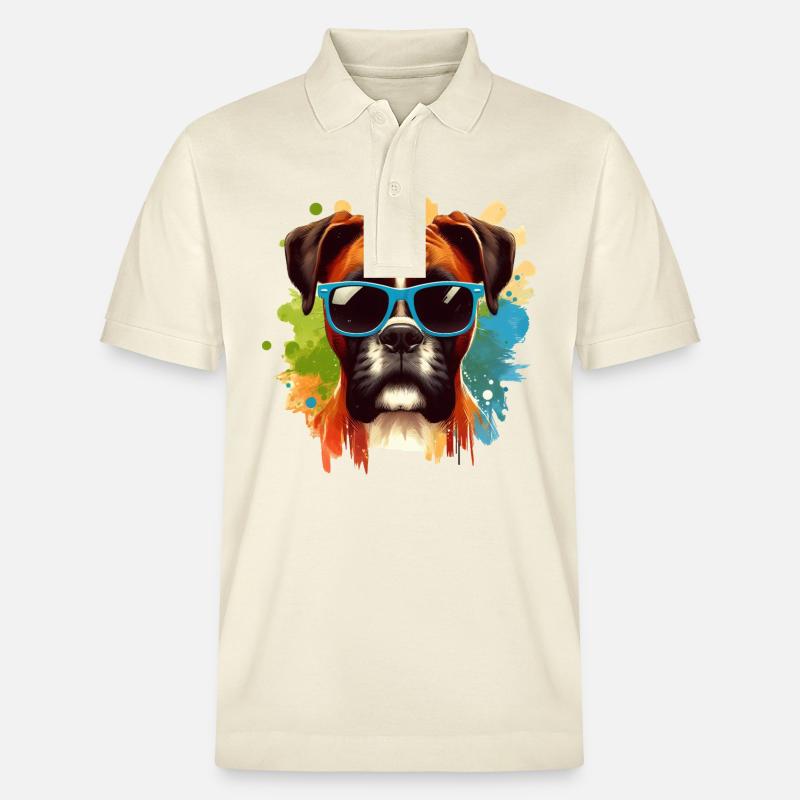 Bunte Boxer-Hund-Splash-Kunst - Stanley/Stella Unisex Bio-Poloshirt PREPSTER - Natur