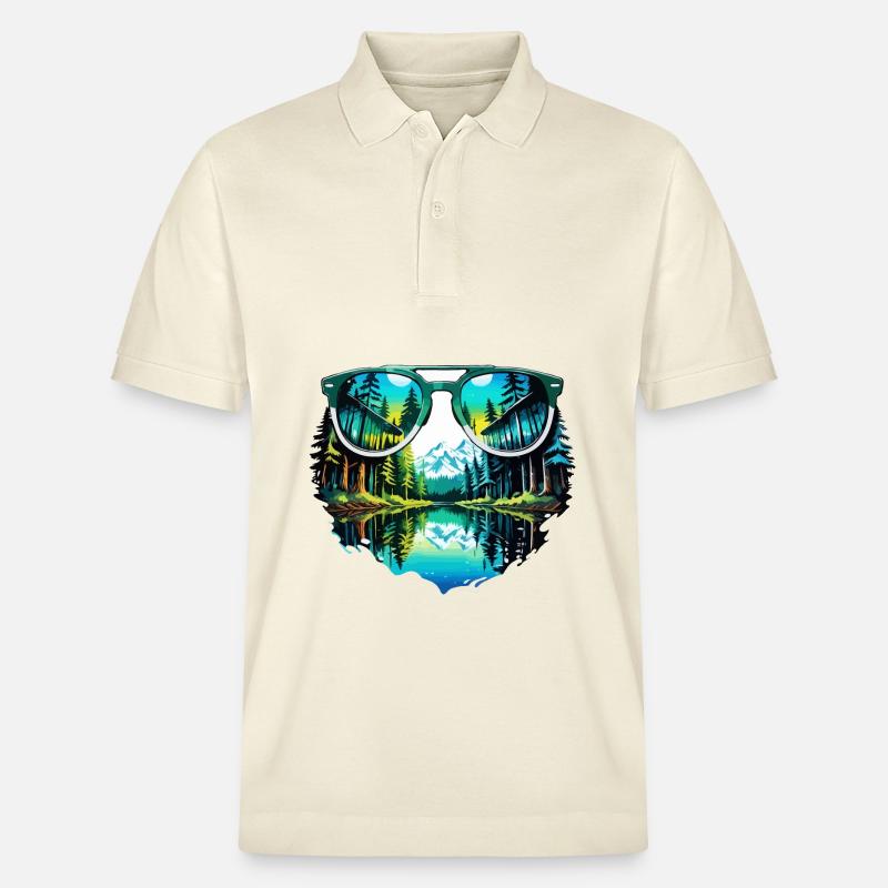 Sonnenbrille / Reflektion / Wald / Spiegelung - Stanley/Stella Unisex Bio-Poloshirt PREPSTER - Natur