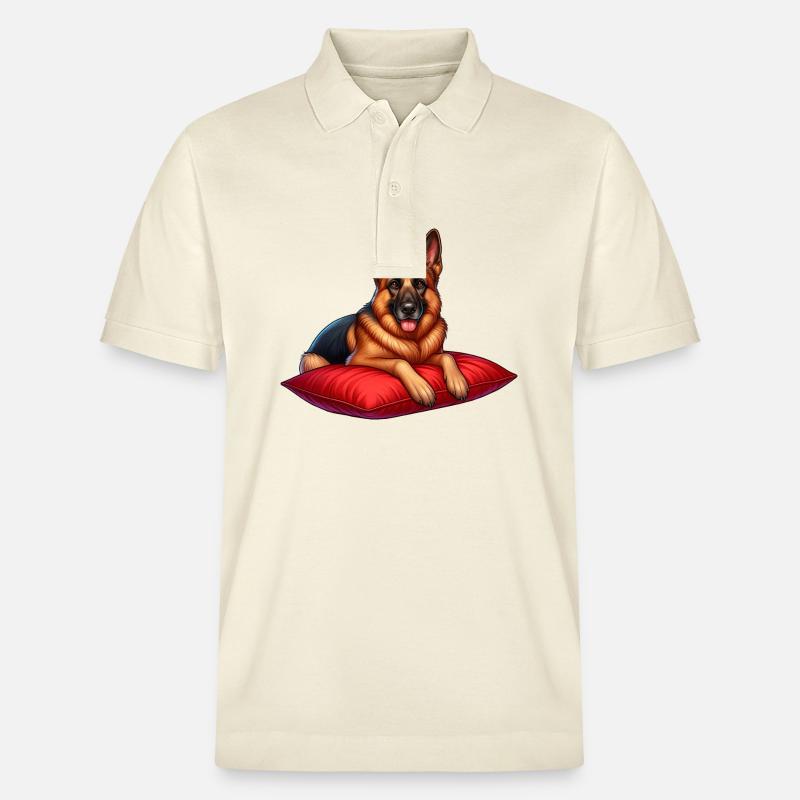 Deutscher Schäferhund Karikatur - Stanley/Stella Unisex Bio-Poloshirt PREPSTER - Natur
