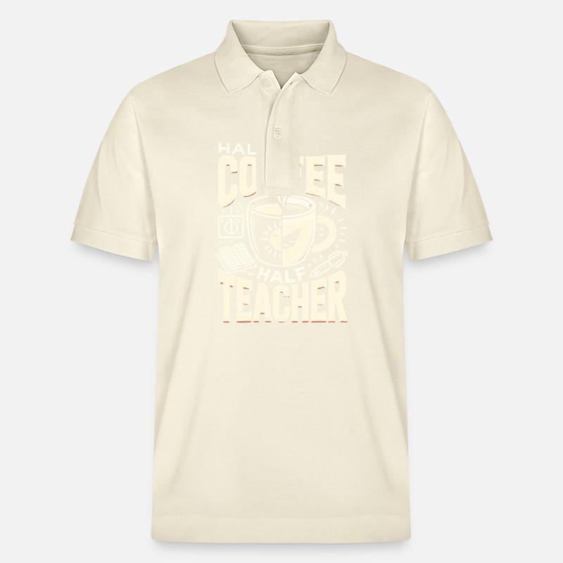 Halb Kaffee halb Lehrer - Stanley/Stella Unisex Bio-Poloshirt PREPSTER - Natur