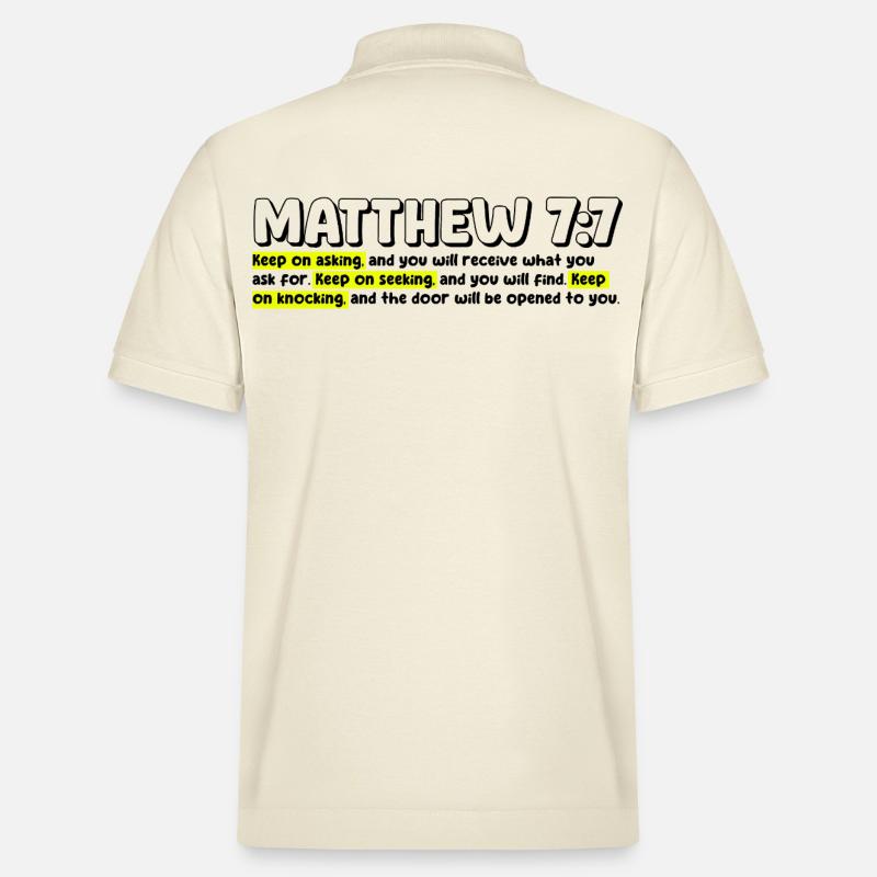 Matthieu 7:7 | Citation de la Bible - Polo PREPSTER bio Stanley/Stella Unisexe - écru doux
