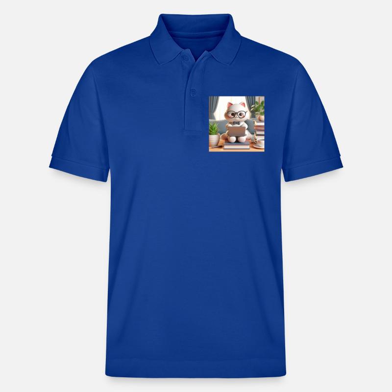 3D-Computer-Katze - Stanley/Stella Unisex Bio-Poloshirt PREPSTER - Dunkelblau