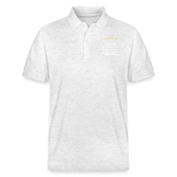 BAUHERR - Stanley/Stella Unisex Bio-Poloshirt PREPSTER - Weiß meliert - Vorne - Roxy (174cm) & Andy (188cm)