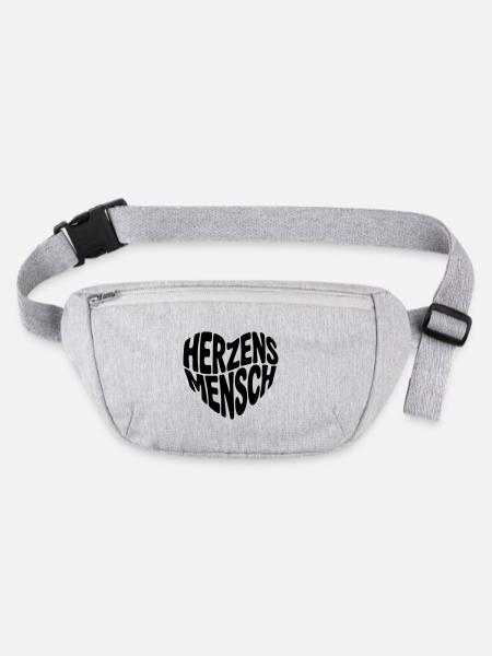 Herzensmensch - Stanley/Stella recycelte Gürteltasche - Grau meliert - Vorne