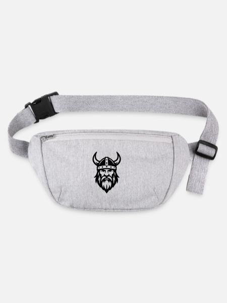 Nordic viking logo. Norse warrior icon - Stanley/Stella recycled Hip Bag  - heather grey - Front