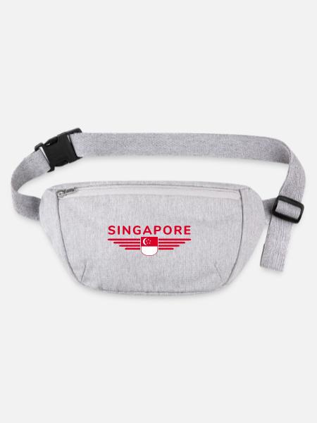 Singapur Fan Outfit Design T Shirt - Stanley/Stella recycelte Gürteltasche - Grau meliert - Vorne