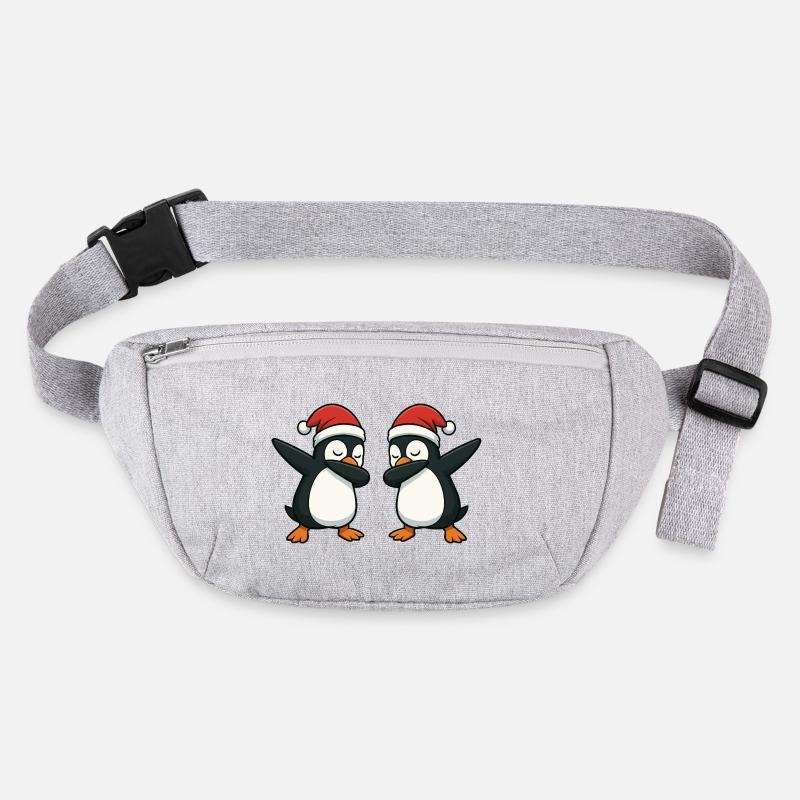 Deux manchots en train de s’asperger en look de Noël Sac banane recyclé Stanley/Stella