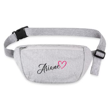 Ariane Nom Prénom Coeur rose - Sac banane recyclé Stanley/Stella - gris chiné - Devant