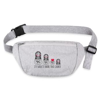 Poupée russe Matryoshka disant amour du cœur - Sac banane recyclé Stanley/Stella - gris chiné - Devant