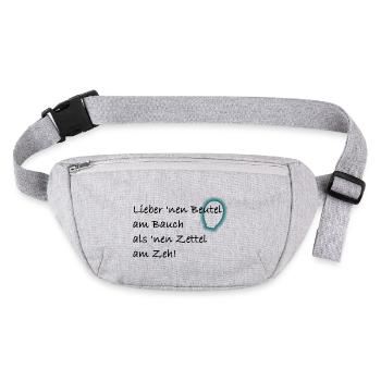 Lieber 'nen Beutel am Bauch als 'nen Zettel am Zeh - Stanley/Stella recycelte Gürteltasche - Grau meliert - Vorne