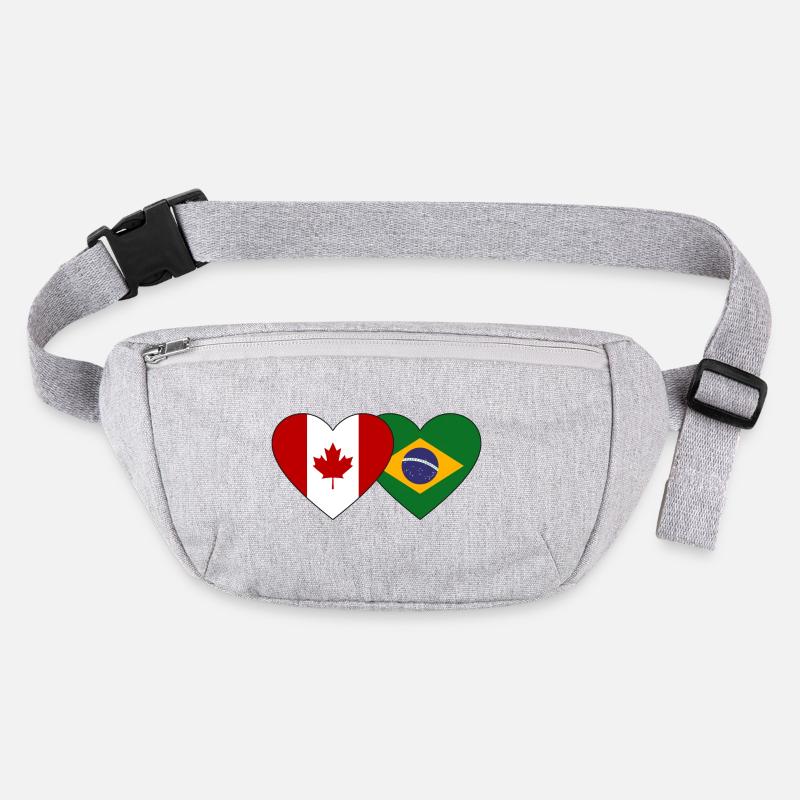 Drapeau du cœur du Canada et du Brésil Sac banane recyclé Stanley/Stella