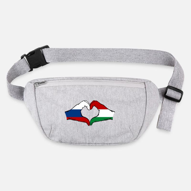 Drapeau Russie Hongrie Mains Forme de cœur Sac banane recyclé Stanley/Stella