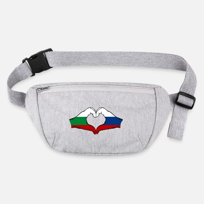 Drapeau de la Bulgarie et de la Russie Mains en forme de cœur Sac banane recyclé Stanley/Stella