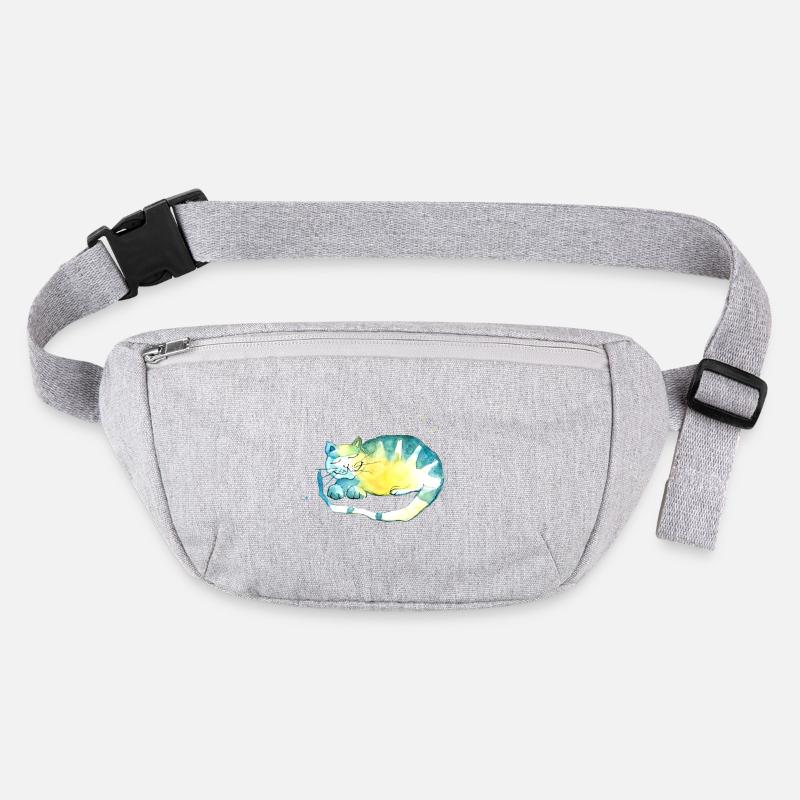Sleeping cat. I have to think. - Stanley/Stella recycled Hip Bag  - heather grey