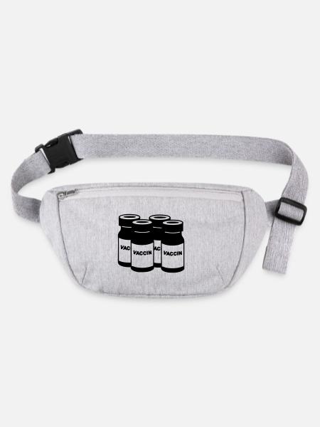 Jars with vaccine and inscription 'Vaccine' - Stanley/Stella recycled Hip Bag  - heather grey - Front