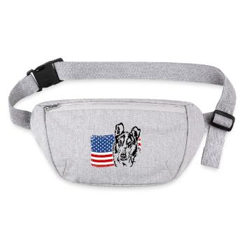 Collie à poil court America Flag Dogs Wilsigns - Sac banane recyclé Stanley/Stella - gris chiné - Devant