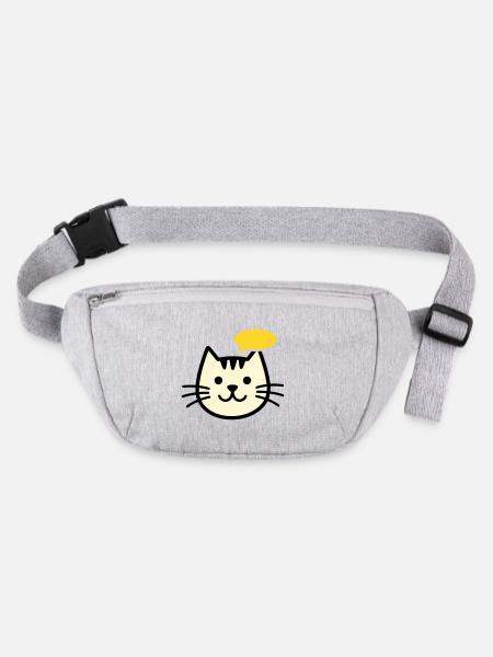 Cat face with speech bubble - Stanley/Stella recycled Hip Bag  - heather grey - Front