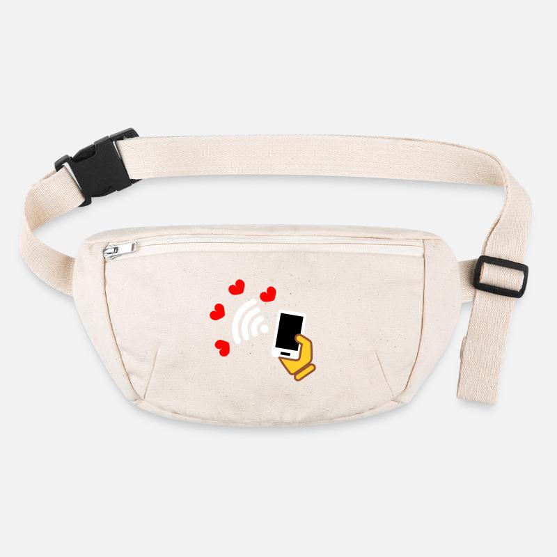 Smartphone à la main et téléphone avec des cœurs doux Sac banane recyclé Stanley/Stella