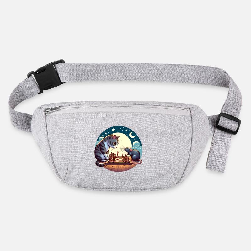 Nocturnal chess duel between cat and mouse Stanley/Stella recycled Hip Bag 