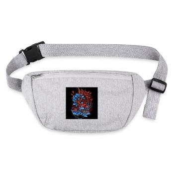 Démon japonais et koi carpes avec fleurs oni - Sac banane recyclé Stanley/Stella - gris chiné - Devant
