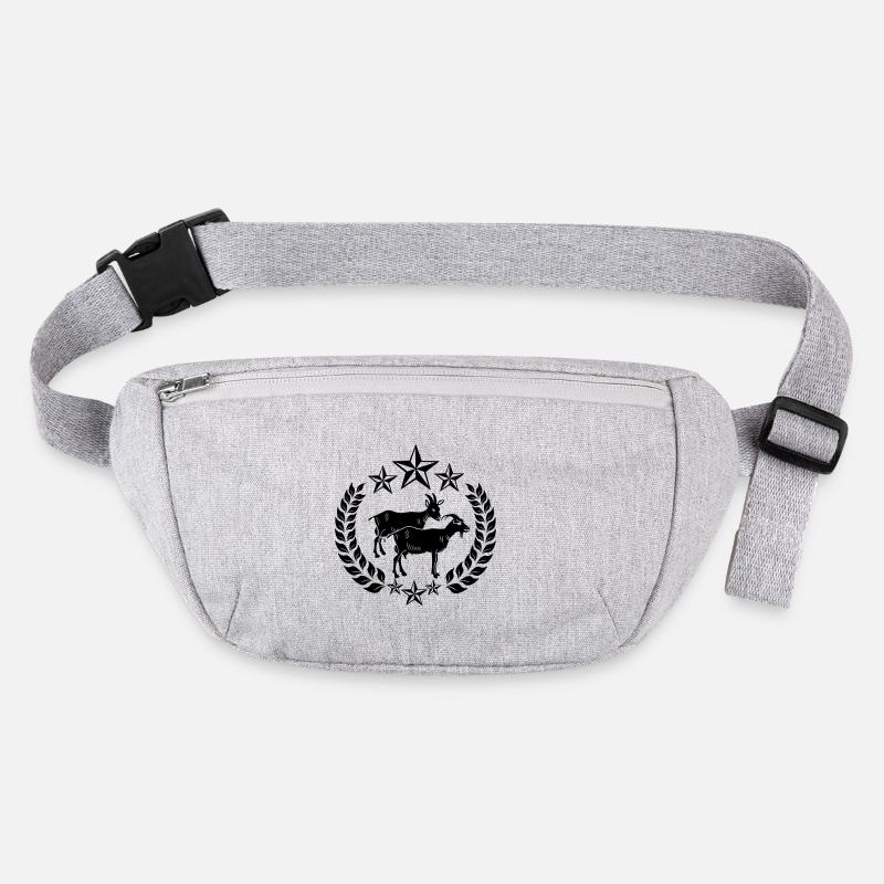 Zwei schwarze Ziegen im Lorbeerkranz Stanley/Stella recycelte Gürteltasche
