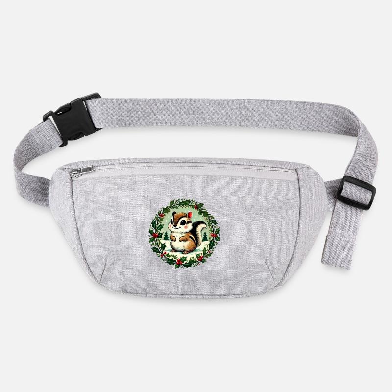 Festive Squirrel with Holly Wreath Stanley/Stella recycled Hip Bag 