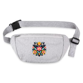 Motif floral Otomi Art culturel - Sac banane recyclé Stanley/Stella - gris chiné - Devant