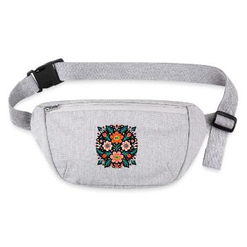 Motif floral Otomi Art culturel - Sac banane recyclé Stanley/Stella - gris chiné - Devant