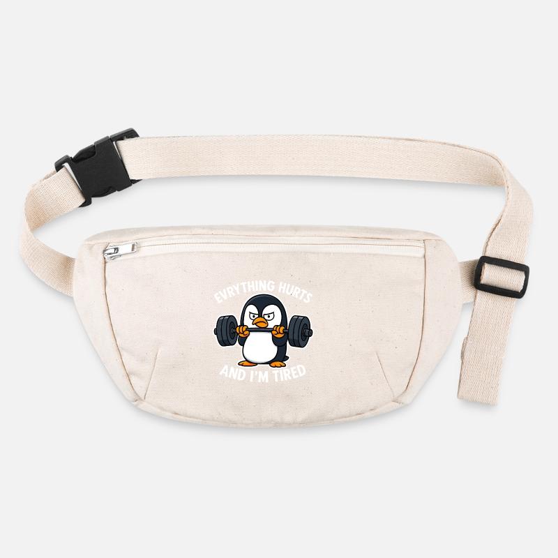 Grumpy Penguin Lifting Weights Stanley/Stella recycled Hip Bag 