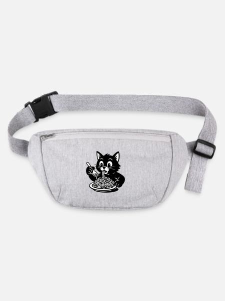 Katze iss Spagetti Meme - Stanley/Stella recycelte Gürteltasche - Grau meliert - Vorne