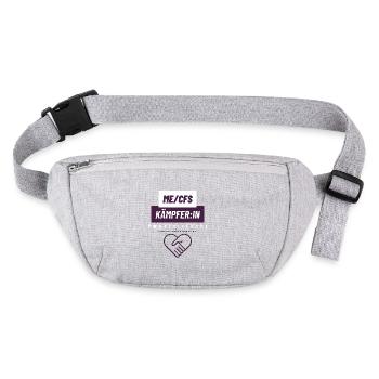 ME/CFS KÄMPFER:IN 💪 - aubergine II 💜 - Stanley/Stella recycelte Gürteltasche - Grau meliert - Vorne