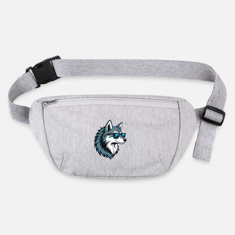 Stylischer Wolf mit blauer Brille Stanley/Stella recycelte Gürteltasche