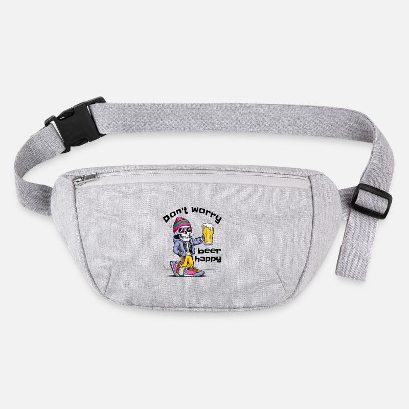 Don't Worry Beer Happy - Funny Beer Pun Skeleton Stanley/Stella recycled Hip Bag 