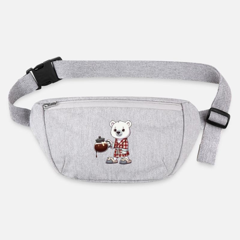 Funny Polar Bear Coffee Lover in Plaid Robe Stanley/Stella recycled Hip Bag 