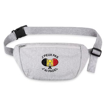 J'peux pas j'ai Padel Belgique Humour Padeliste - Sac banane recyclé Stanley/Stella - gris chiné - Devant