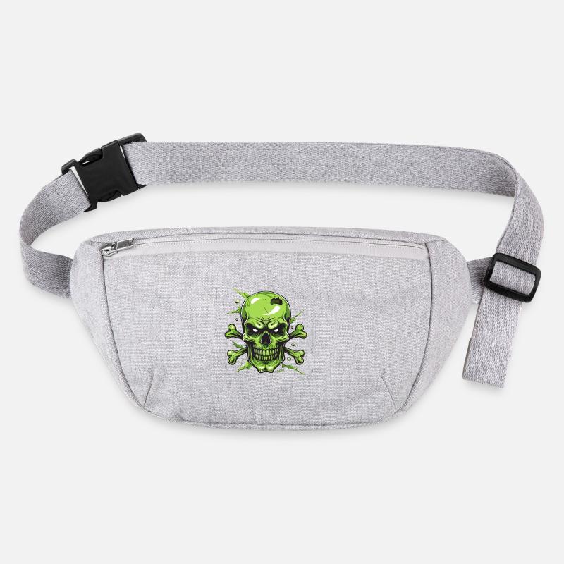 Green skull and bones, skull and crossbones Stanley/Stella recycled Hip Bag 