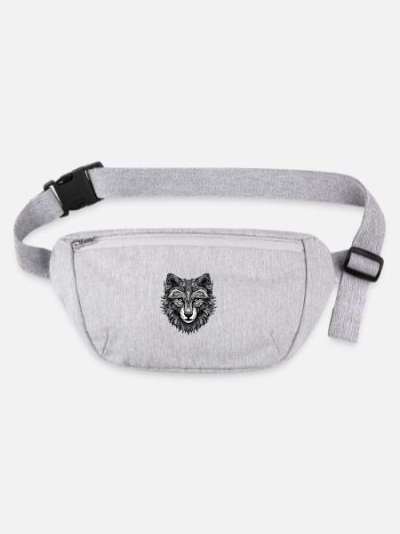 Wolf Portrait - Stanley/Stella recycelte Gürteltasche - Grau meliert - Vorne