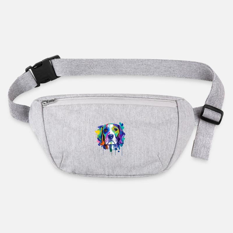 Colorful Beagle Portrait Abstract Paint Brush Stanley/Stella recycled Hip Bag 