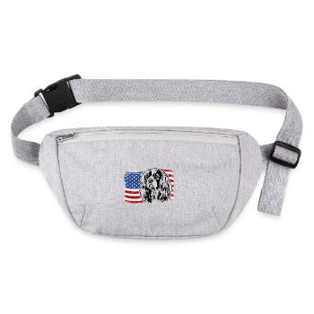 Cavalier King Charles Spaniel Drapeau de l’Amérique des États-Unis - Sac banane recyclé Stanley/Stella - gris chiné - Devant