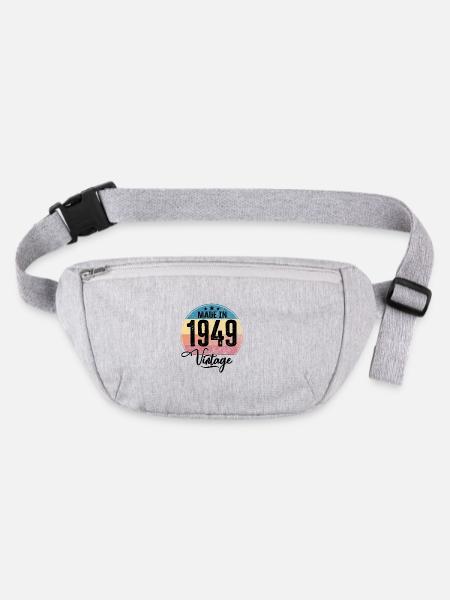 Vintage Made in 1949 Year of birth 1949 Birthday - Stanley/Stella recycled Hip Bag  - heather grey - Front