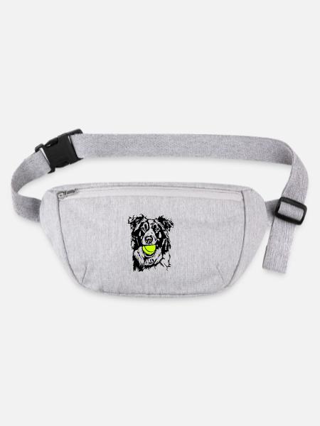 Border Collie Ball Ball Junkie Dogs Wilsigns - Sac banane recyclé Stanley/Stella - gris chiné