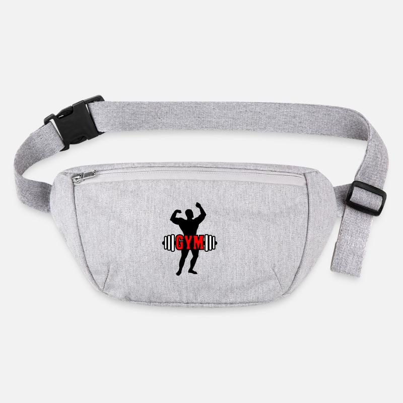 Red text 'GYM' about bodybuilder Stanley/Stella recycled Hip Bag 
