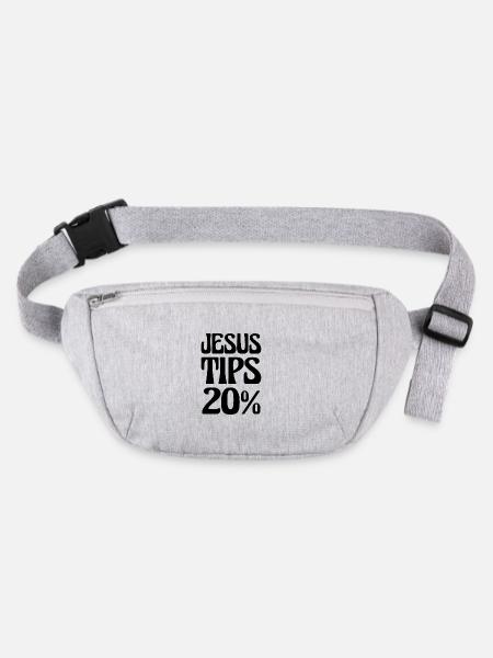 Jésus donne 20% Soyez gentil avec la serveuse - Sac banane recyclé Stanley/Stella - gris chiné - Devant