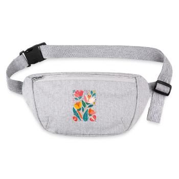 Motif floral Otomi Art culturel - Sac banane recyclé Stanley/Stella - gris chiné - Devant
