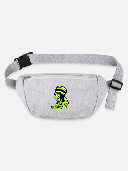 Frosch Reggae Musik Rasta Haare Mütze Jamaika Fun - Stanley/Stella recycelte Gürteltasche - Grau meliert - Vorne